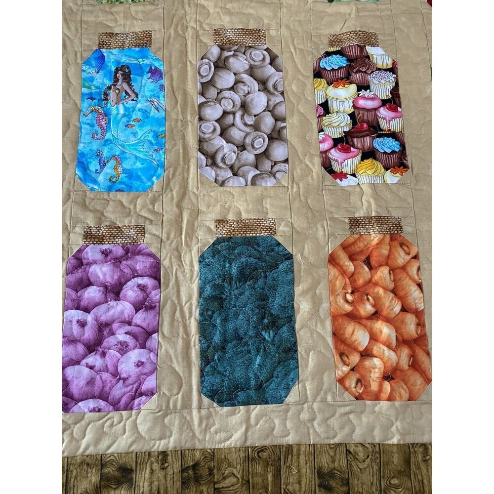 Canning Jar Fabric Art Wall Hanging SOKA “I Can Put It In A Canning Jar!” 37x52” - Picture 3 of 7